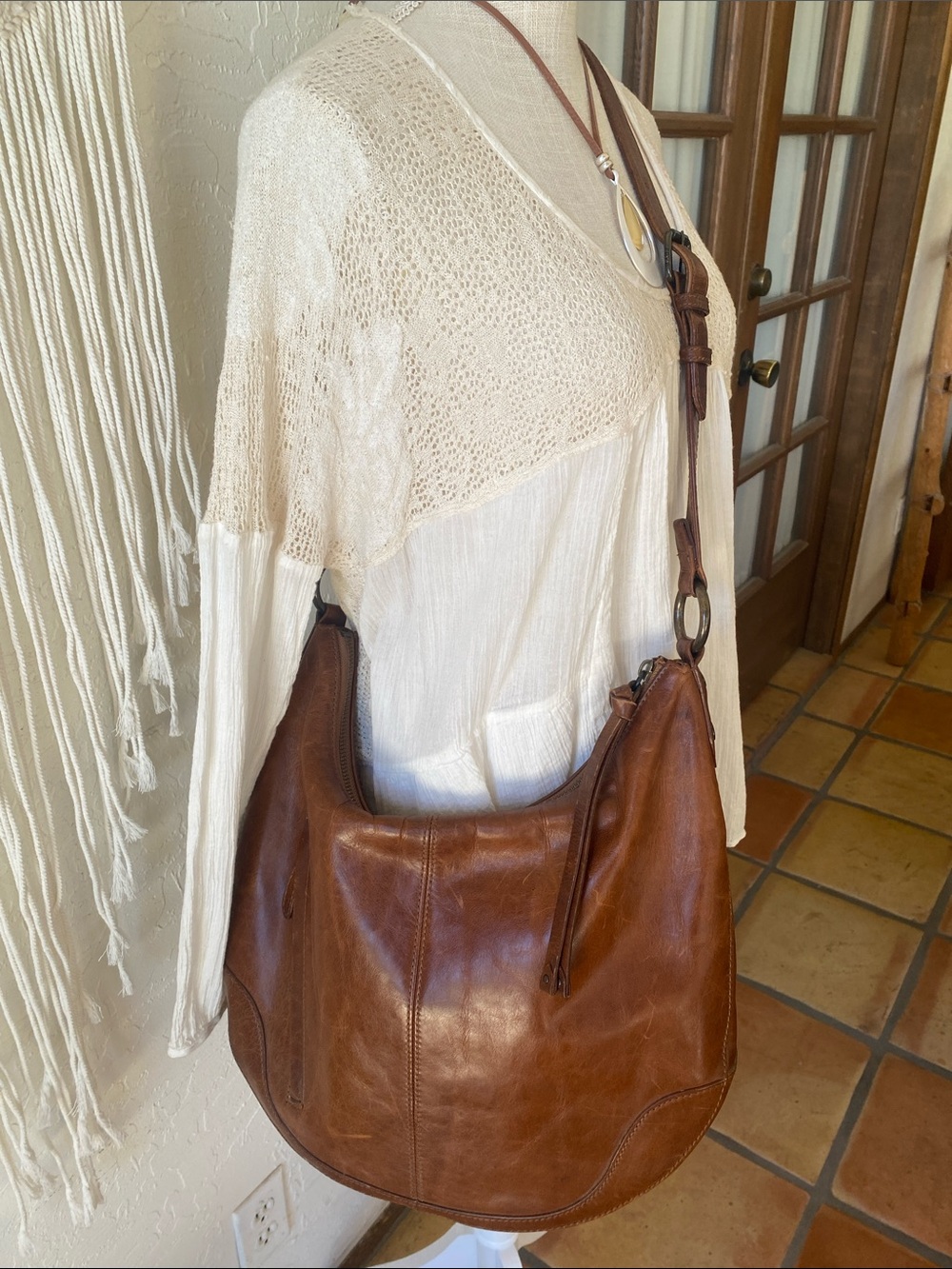 Frye Chestnut Brown Leather Hobo Shoulder Bag